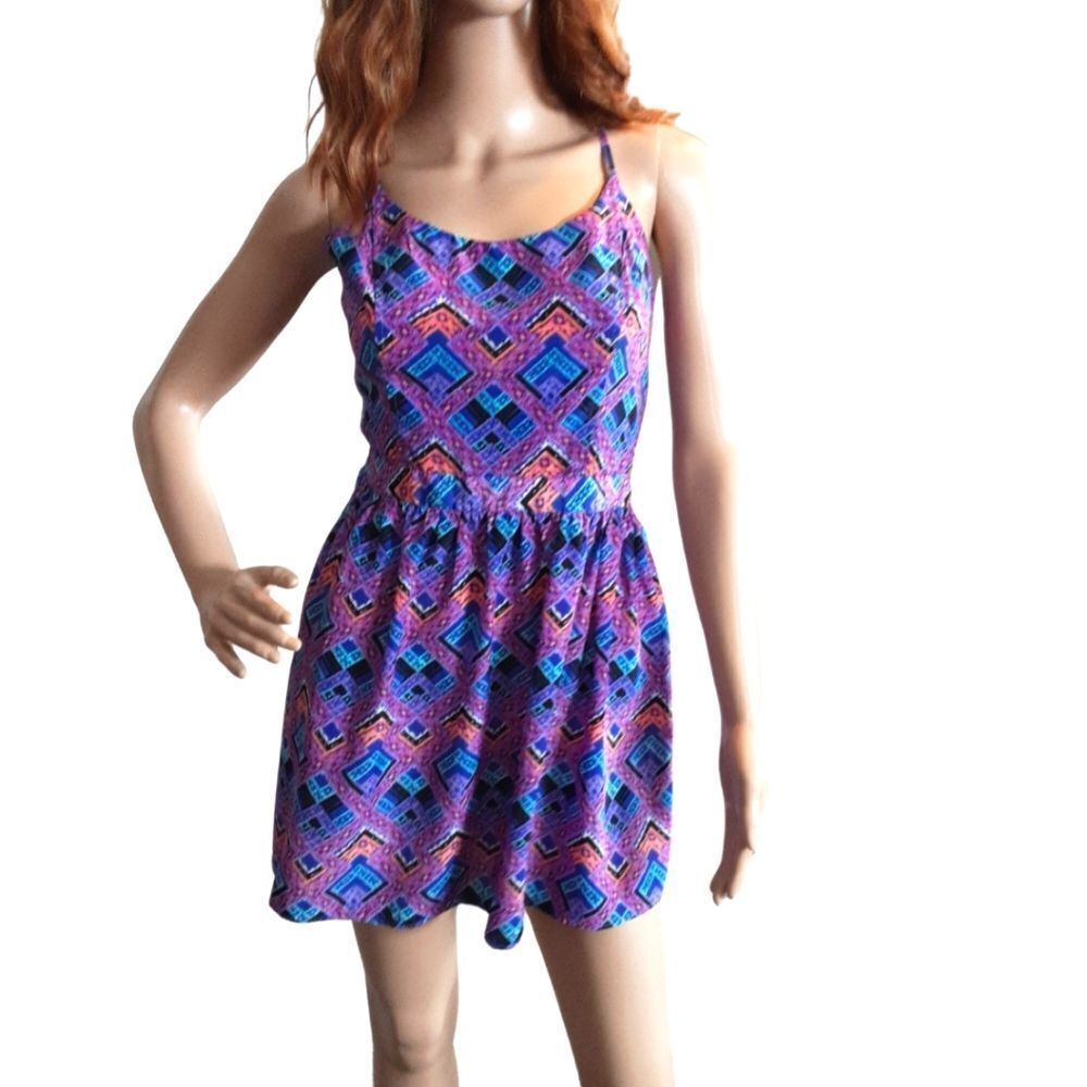 Aeropostale Dress Bethany Mota Backless Spaghetti Straps Colorful Sz M
